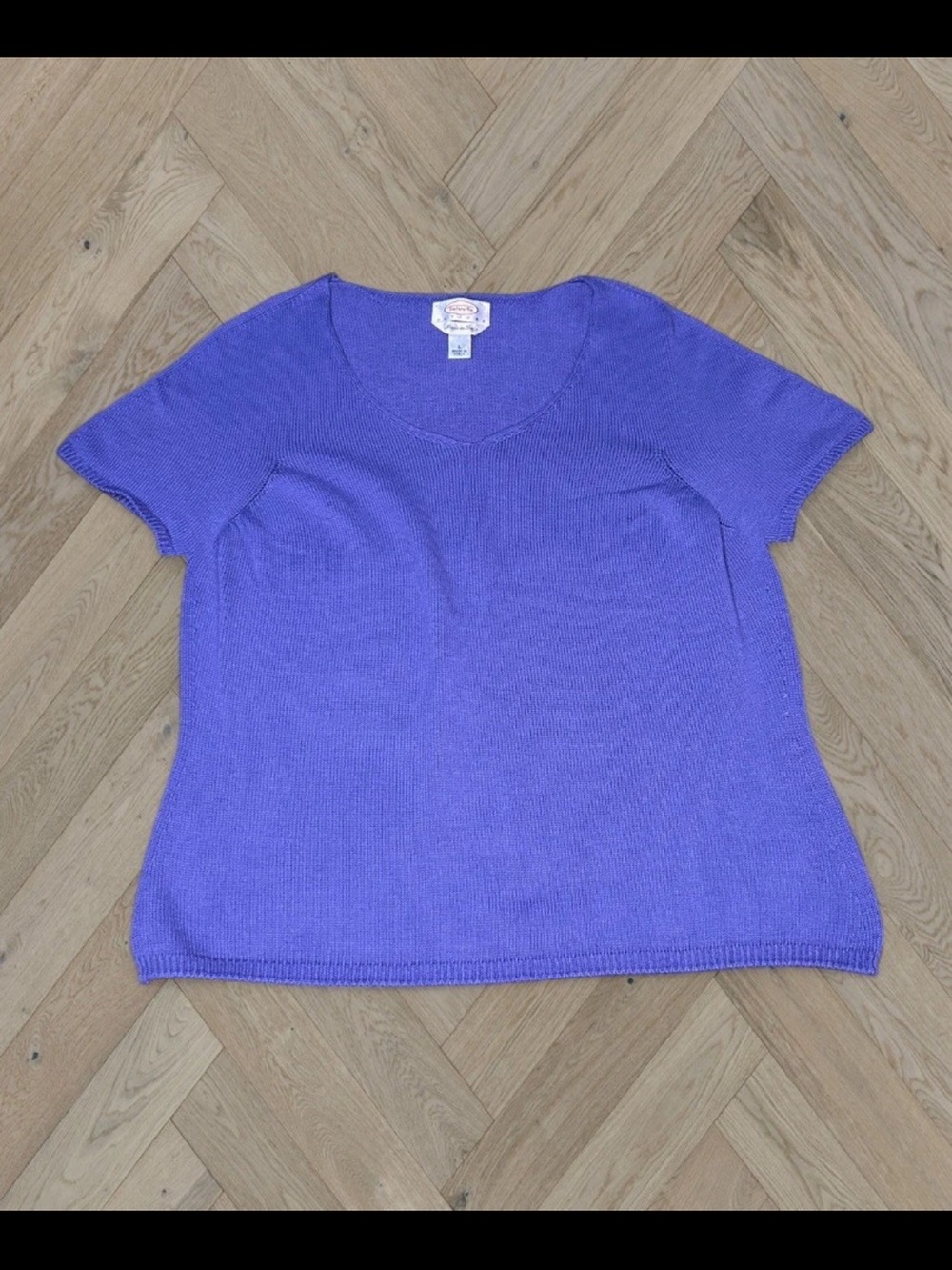 Talbots Made in Italy Purpley Blue Short Sleeve Knit Top